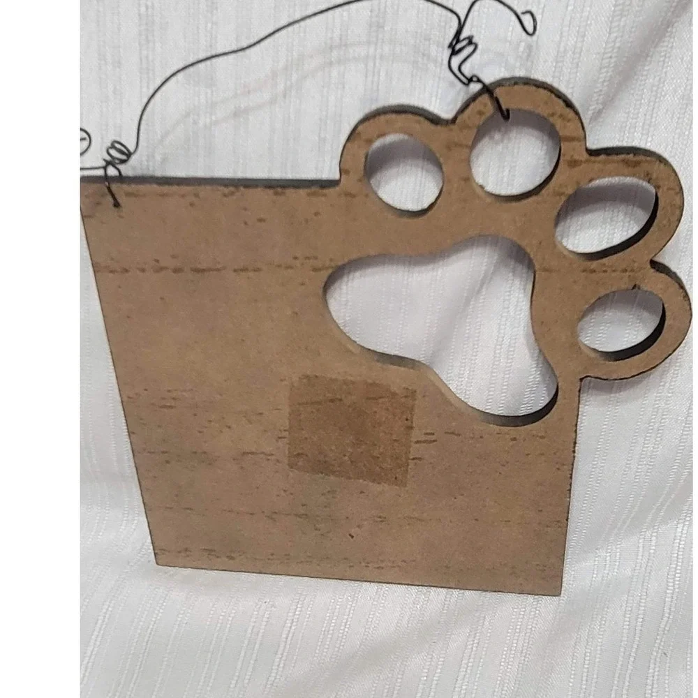 My Dog Is My Doorbell Rustic Wood Paw Print Wall Hanging Sign Black White